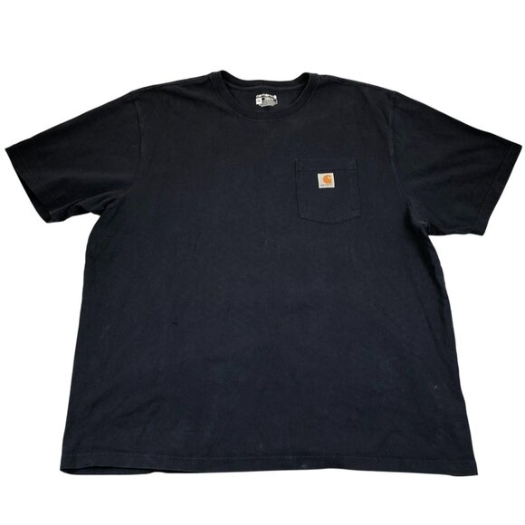 Carhartt Mens T-Shirt Size 2XL Loose Fit Pocket Tee Cotton Short Sleeve Black - Picture 1 of 11
